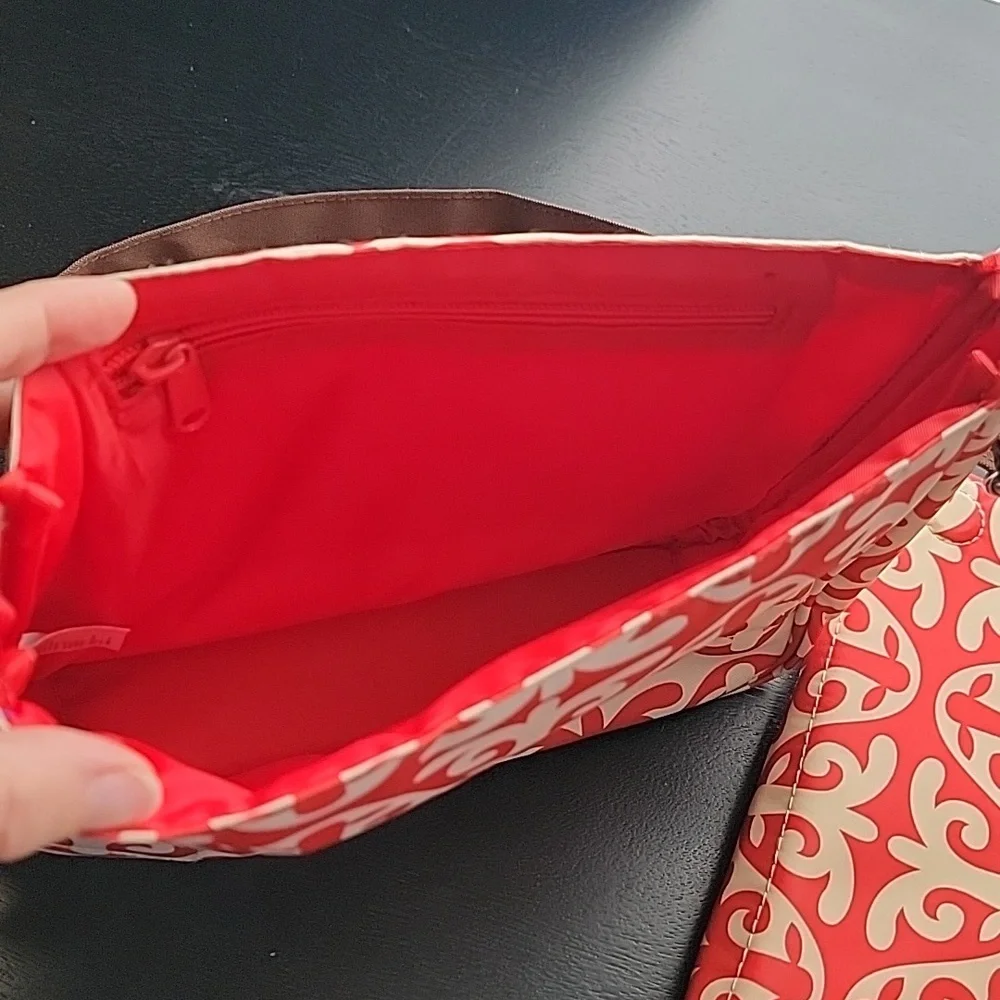 Infantino Savvy Bag - Red and Cream Patterned Shoulder Diaper Bag / Purse